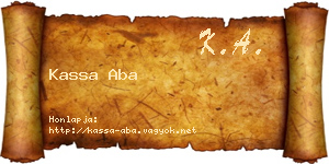 Kassa Aba névjegykártya
